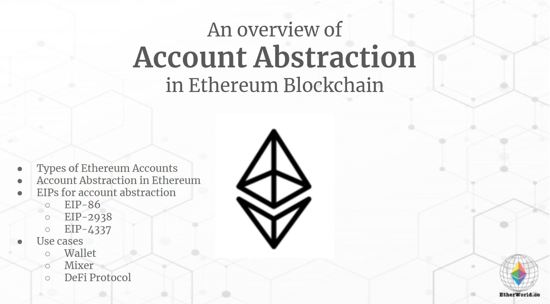 An overview of Account Abstraction in Ethereum blockchain