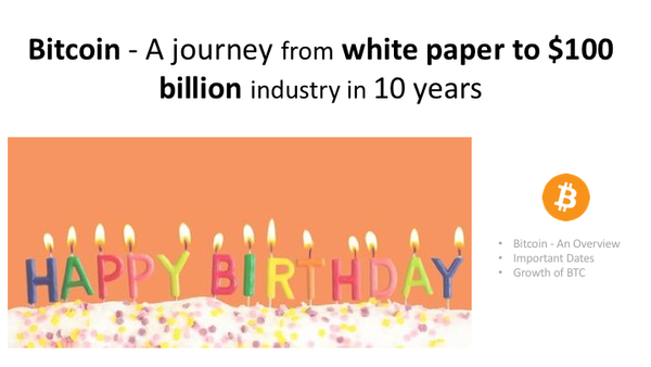 Bitcoin - A journey from white paper to $100 billion industry in 10 years