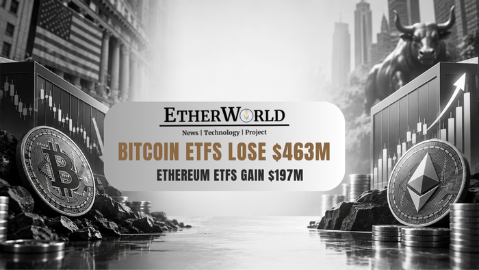 Bitcoin ETFs Lose $463M, Ethereum ETFs Gain $197M